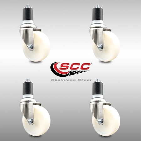 Service Caster 4 Inch 316SS Nylon Wheel Swivel 1-7/8 Inch Expanding Stem Caster Set SCC SCC-SS316EX20S414-NYS-178-4